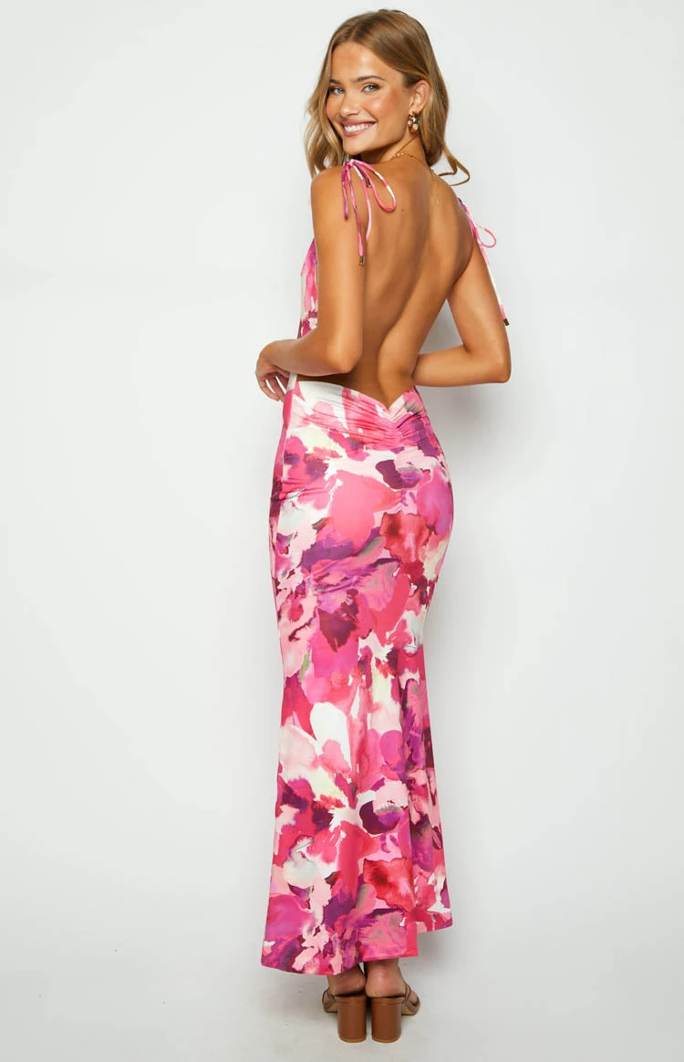 Selena Pink Print Maxi Dress - Image 7