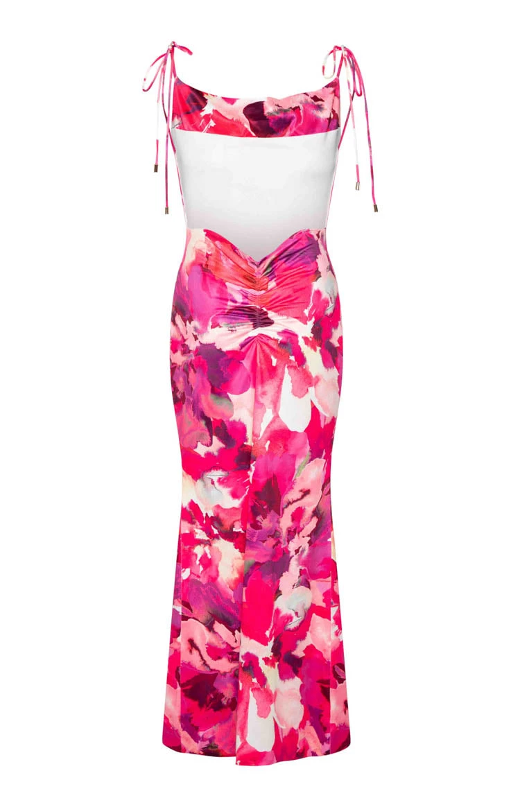 Selena Pink Print Maxi Dress - Image 5