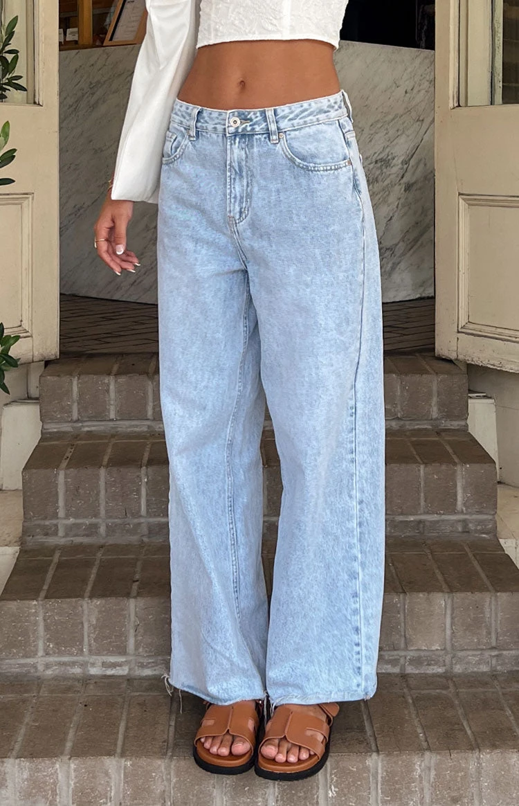 She's Yours Light Wash Denim Wide Leg Boyfriend Jeans - Image 12