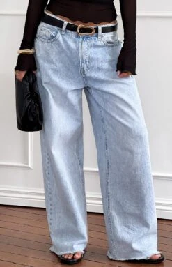 She's Yours Light Wash Denim Wide Leg Boyfriend Jeans