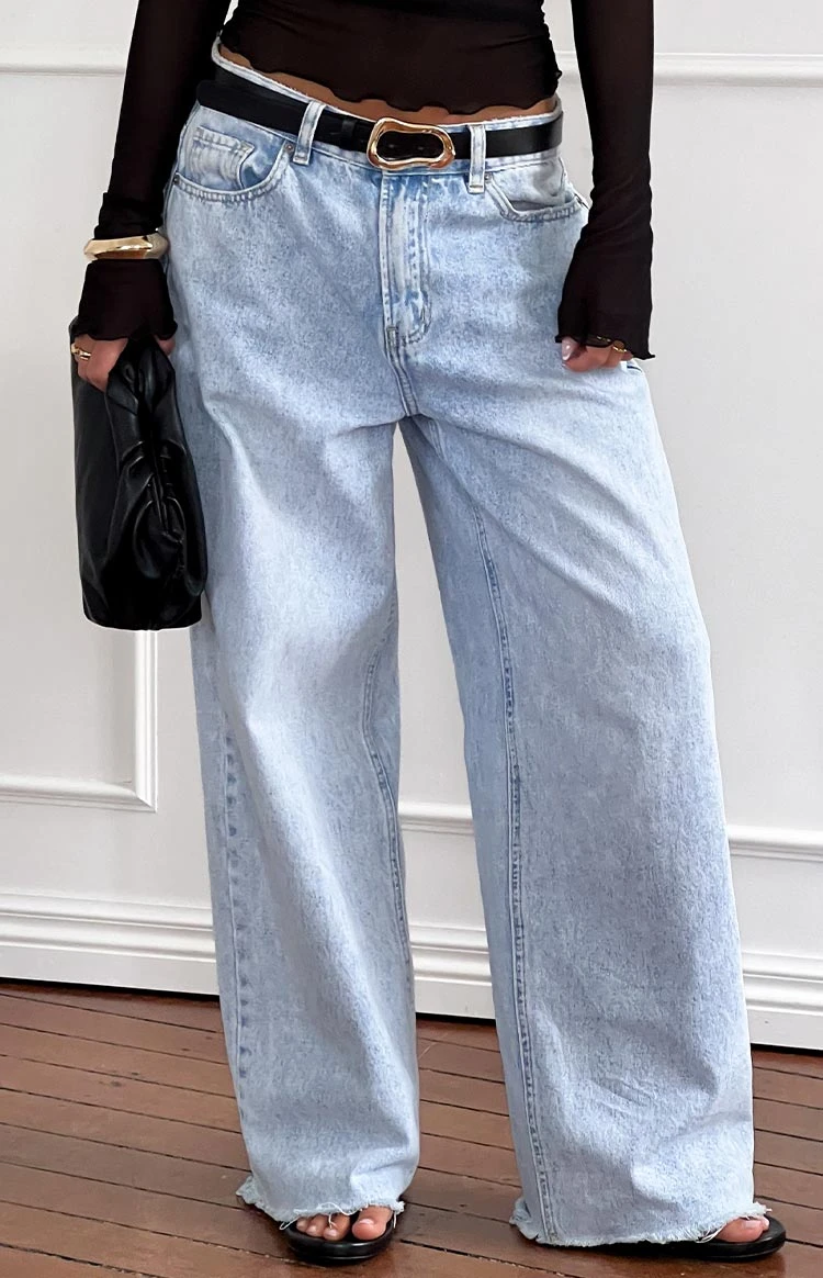 She's Yours Light Wash Denim Wide Leg Boyfriend Jeans