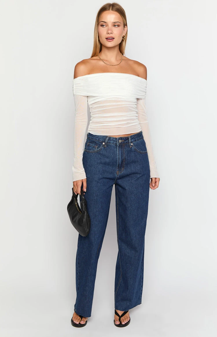 She's Yours Dark Wash Denim Wide Leg Boyfriend Jeans - Image 2