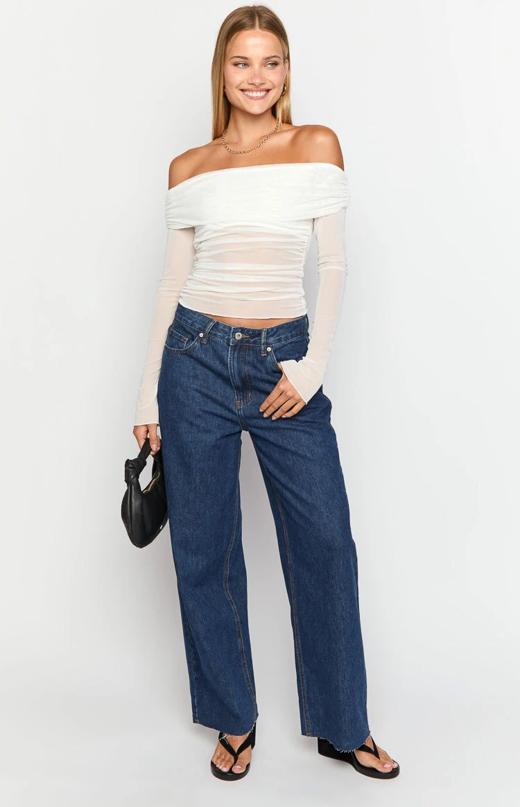 She's Yours Dark Wash Denim Wide Leg Boyfriend Jeans - Image 3