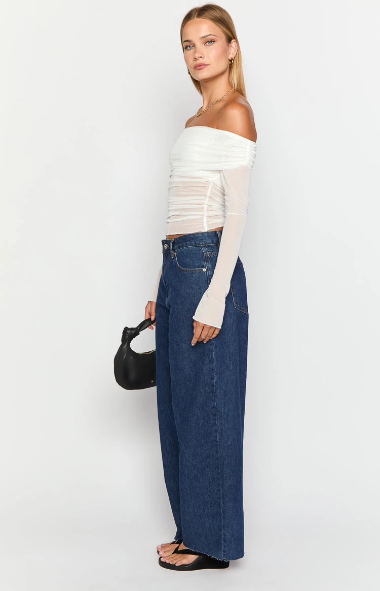 She's Yours Dark Wash Denim Wide Leg Boyfriend Jeans - Image 4