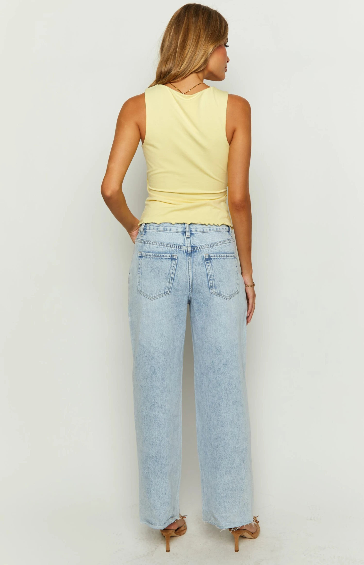She's Yours Light Wash Denim Wide Leg Boyfriend Jeans - Image 5