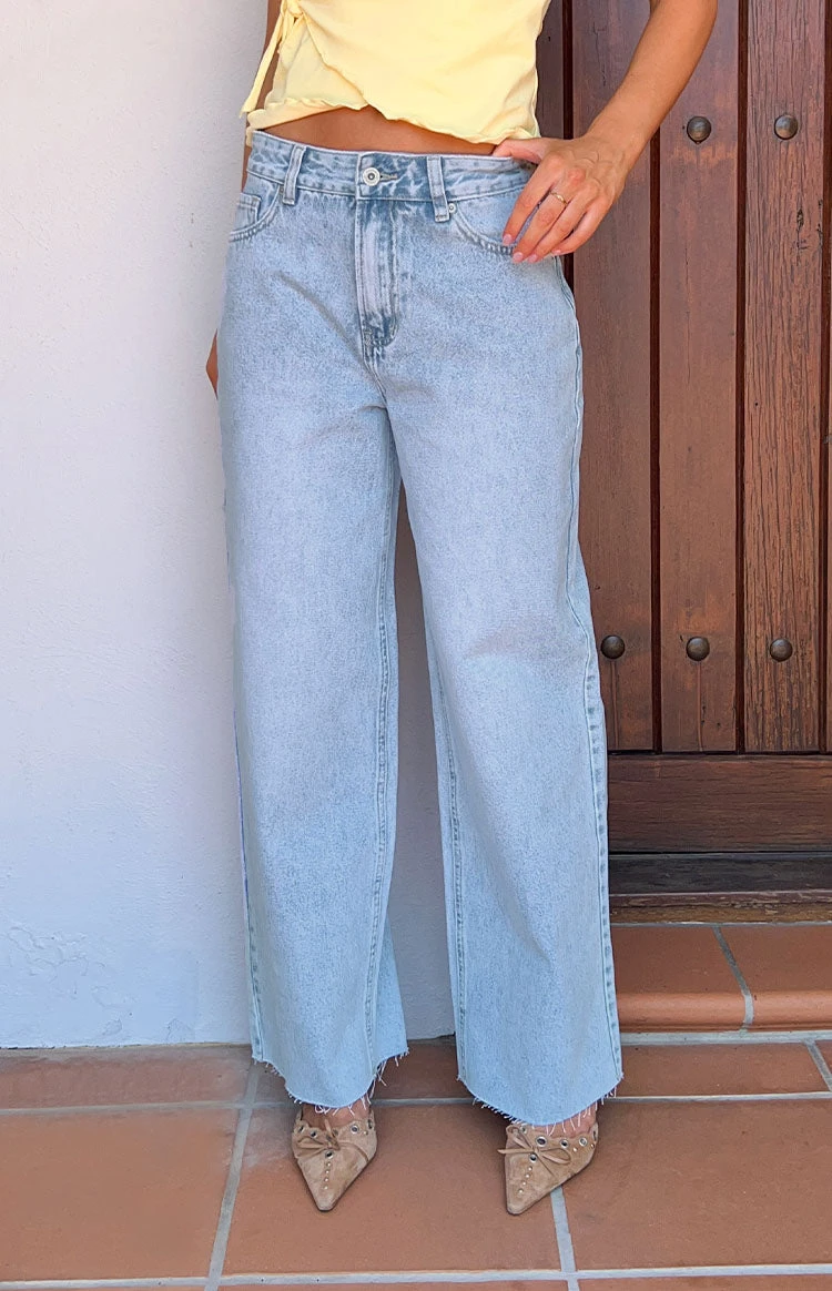 She's Yours Light Wash Denim Wide Leg Boyfriend Jeans - Image 8