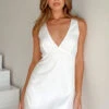 Shimma White Satin Mini Dress