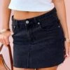 Siletto Black Denim Low Rise Mini Skirt