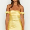Silvia Yellow Satin Mini Dress