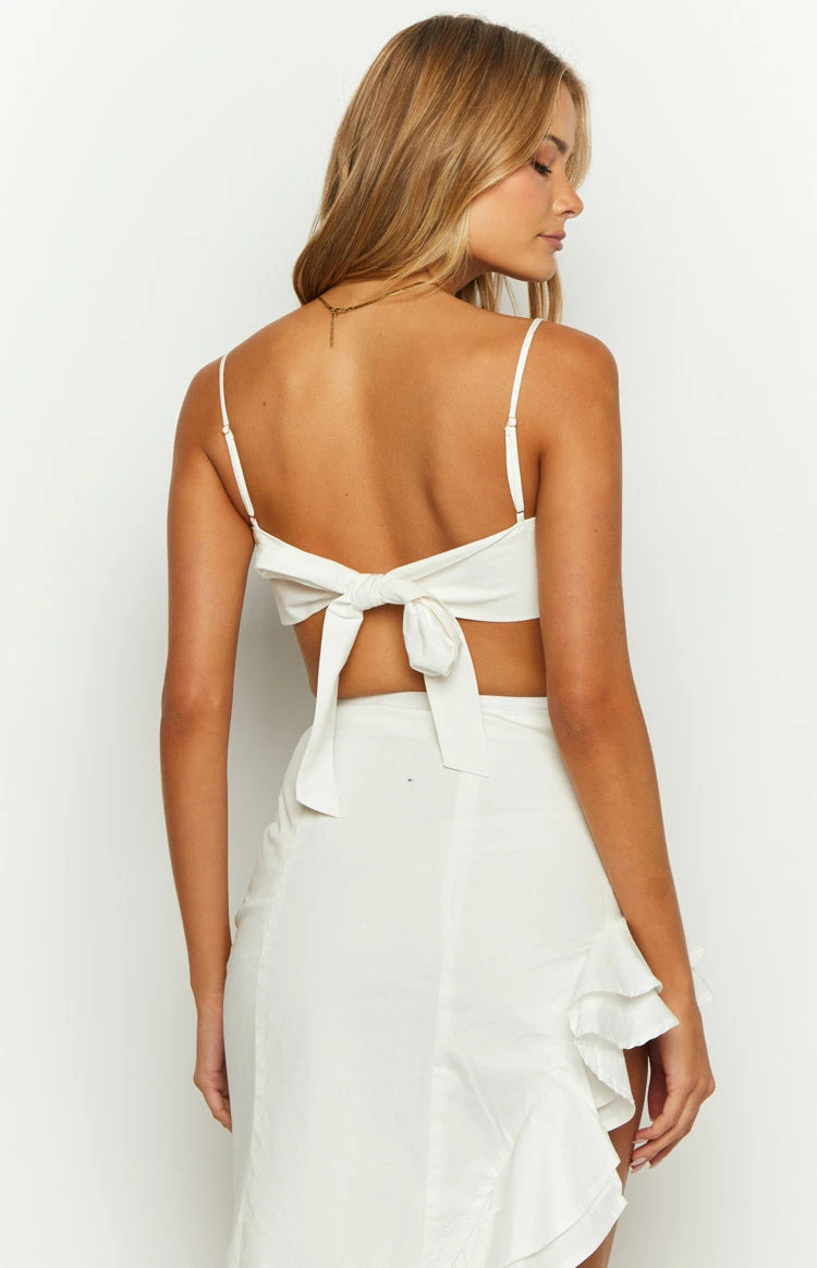 Snowy Petals White Rose Crop Top - Image 5