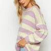 Snuggle Lilac Striped Oversized Striped Sweater