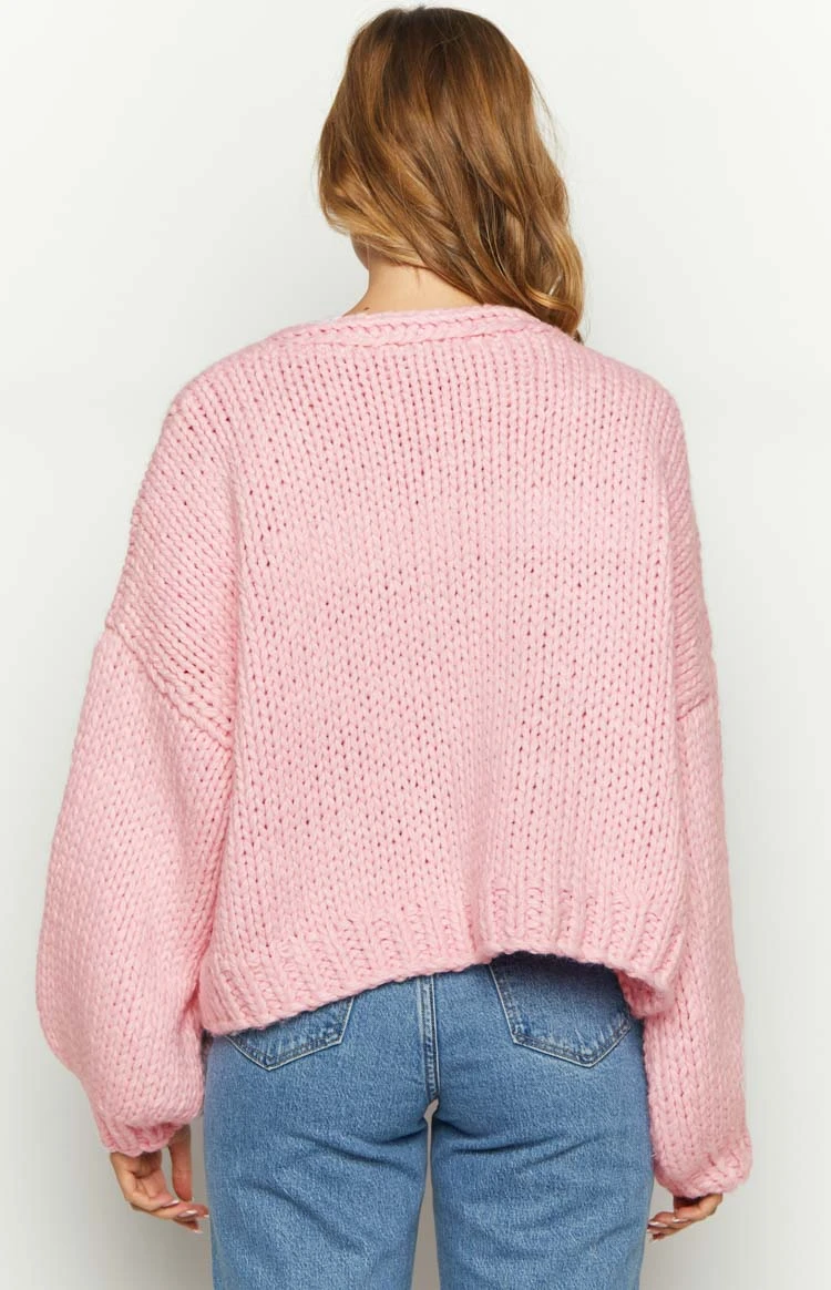 Sorbet Pink Chunky Cardigan - Image 6
