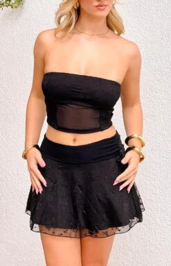 Stay Black Mesh Mini Skirt