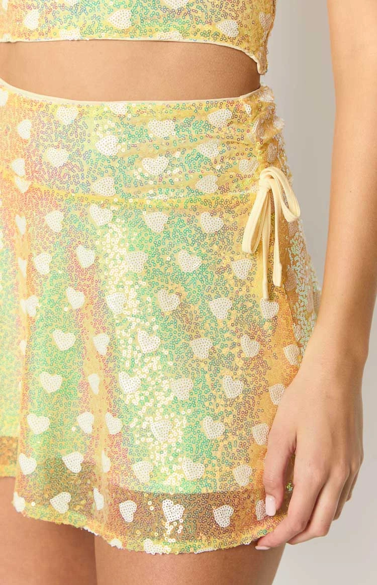 Stay Yellow Sequin Mini Skirt - Image 6