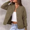 Beginning Boutique Steph Khaki Quilted Bomber Jacket