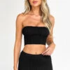 Summertime Black Knit Bandeau Top