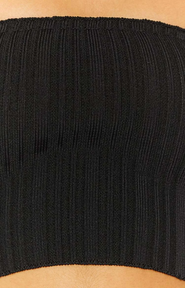 Summertime Black Knit Bandeau Top - Image 6