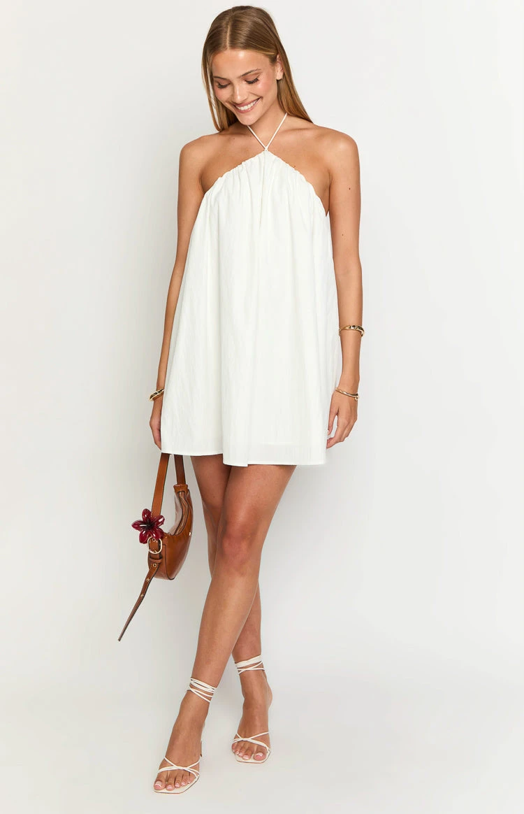 Talei White Halter Puff Mini Dress - Image 3