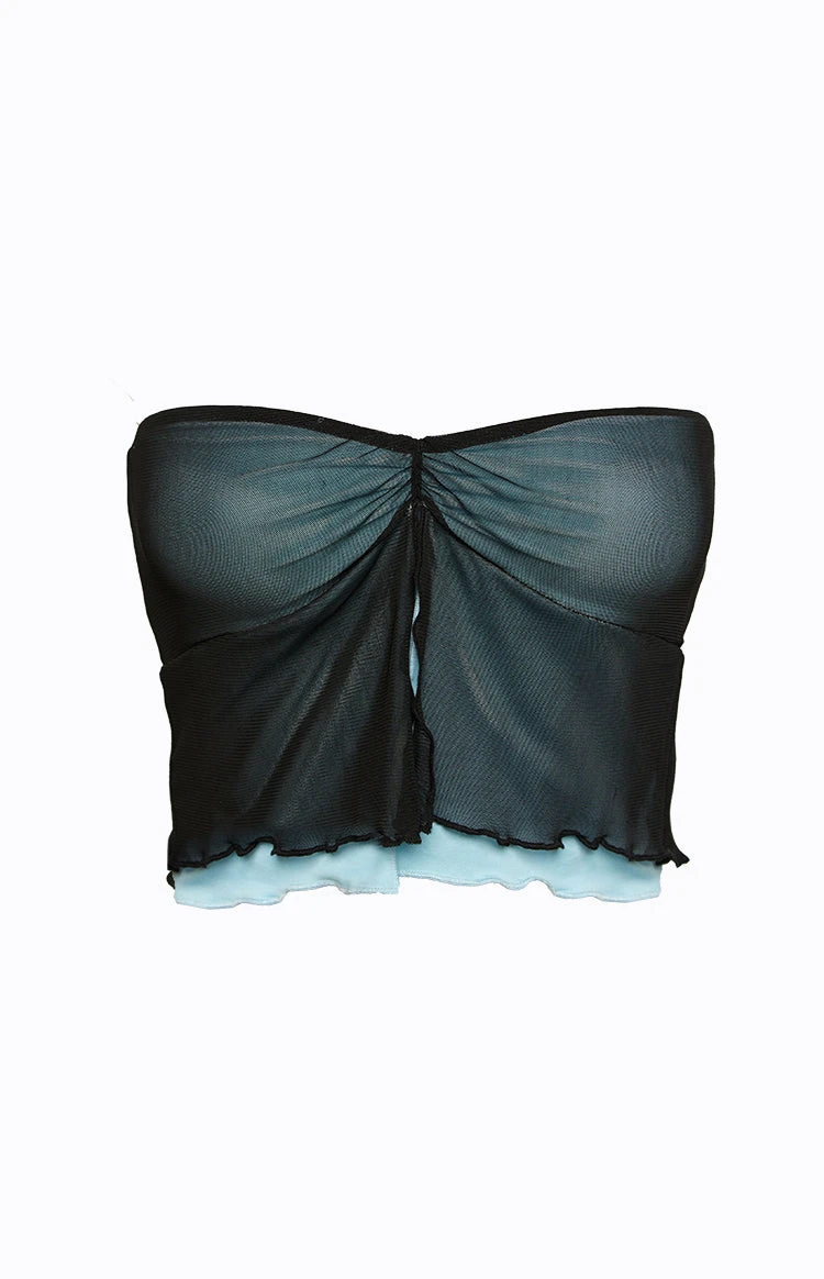 Taytum Blue Contrast Mesh Top - Image 7