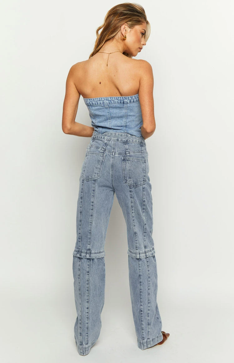 The Phoebe Mid Wash Denim Jeans To Jorts - Image 17