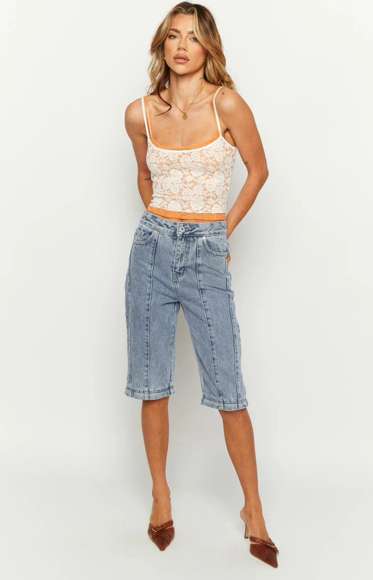 The Phoebe Mid Wash Denim Jeans To Jorts - Image 13