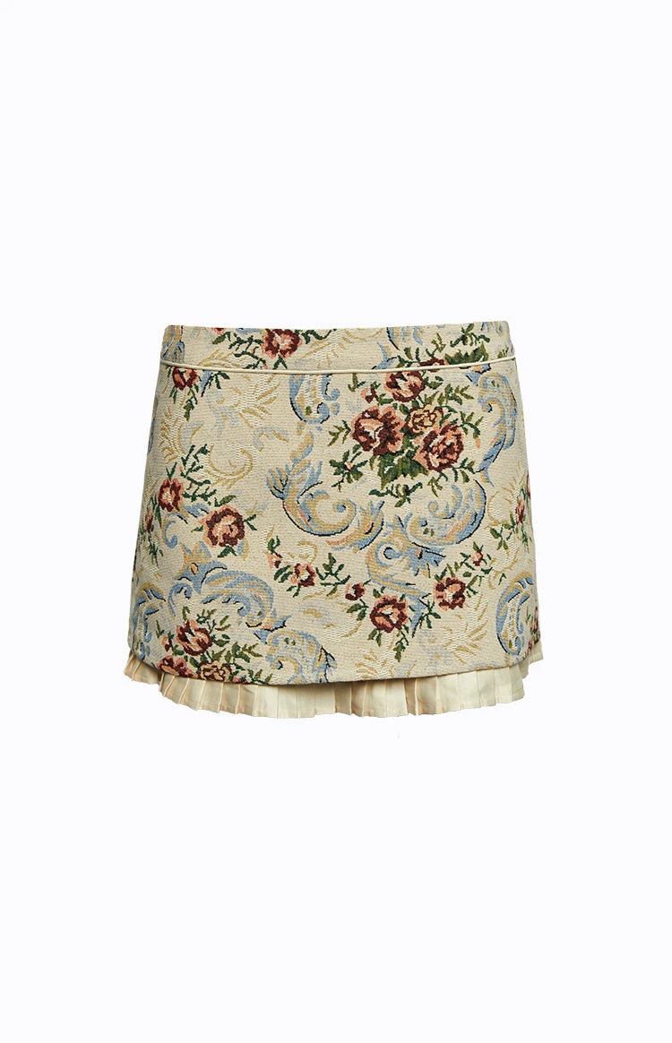 Till Forever Beige Tapestry Mini Skirt - Image 8