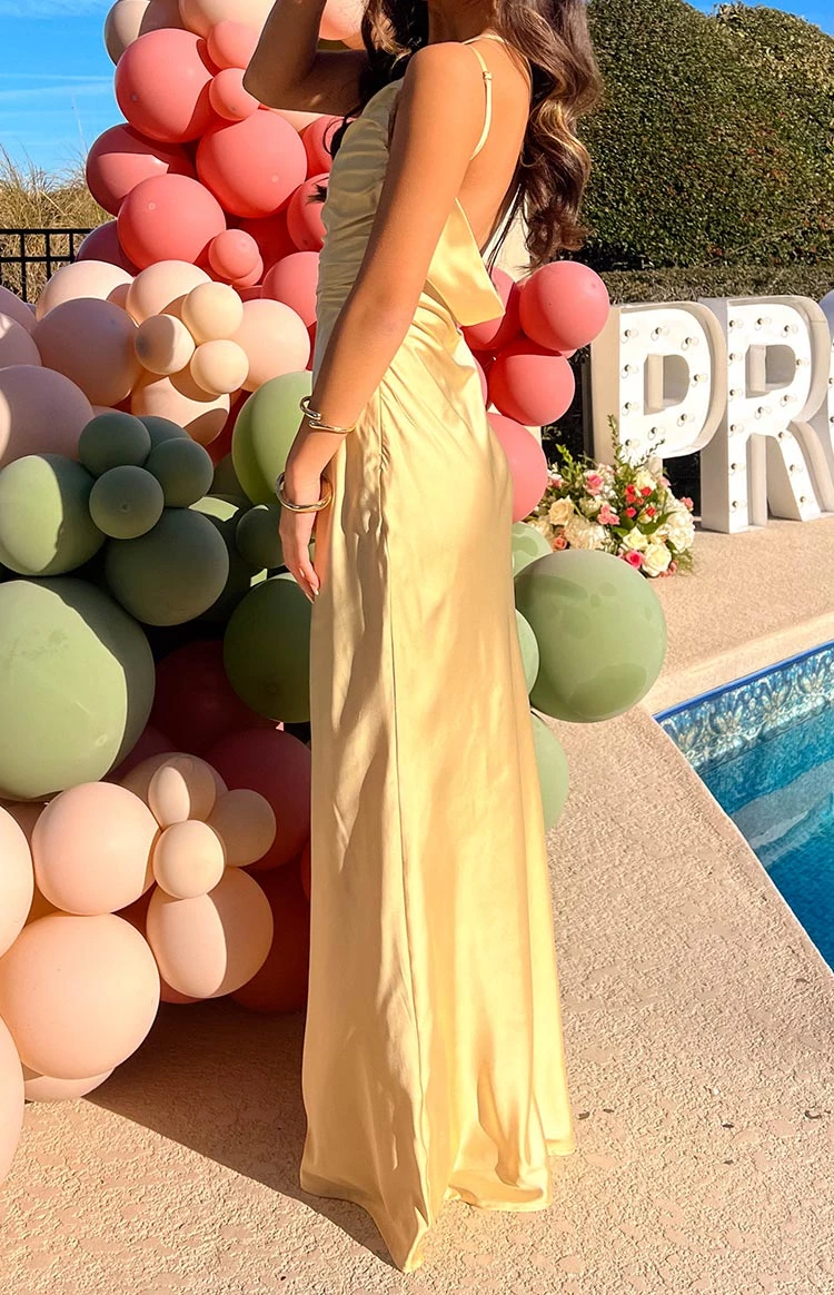 Tina Yellow Formal Maxi Dress - Image 9