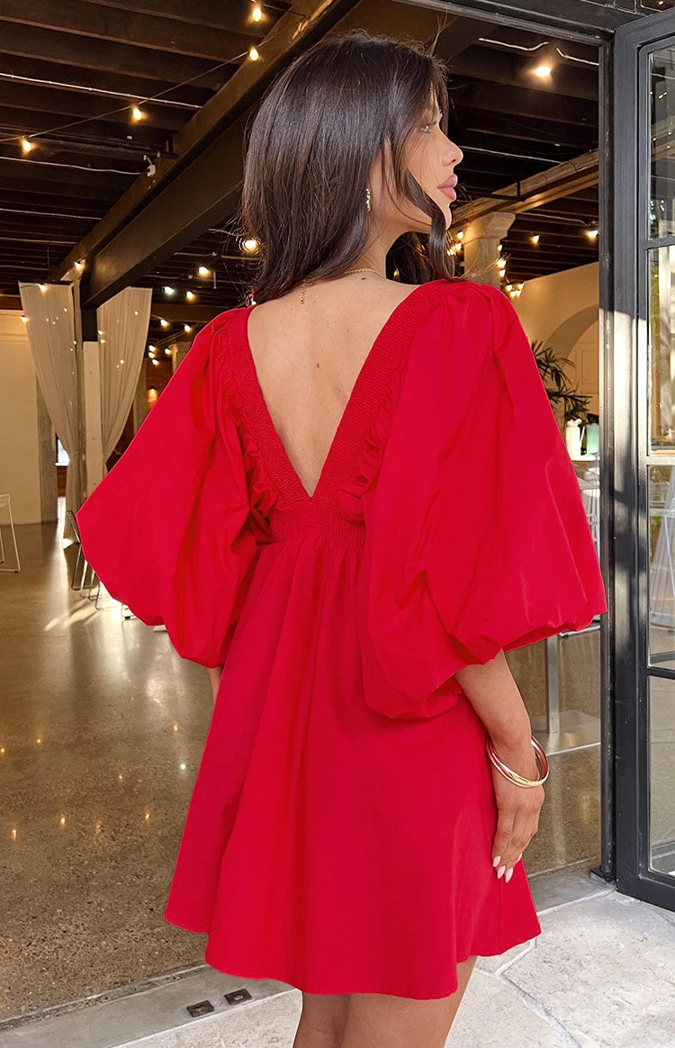 Torie Red Short Sleeve Mini Dress - Image 8