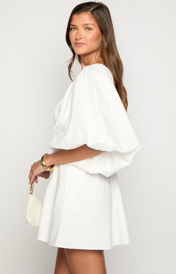 Torie White Short Sleeve Mini Dress - Image 4