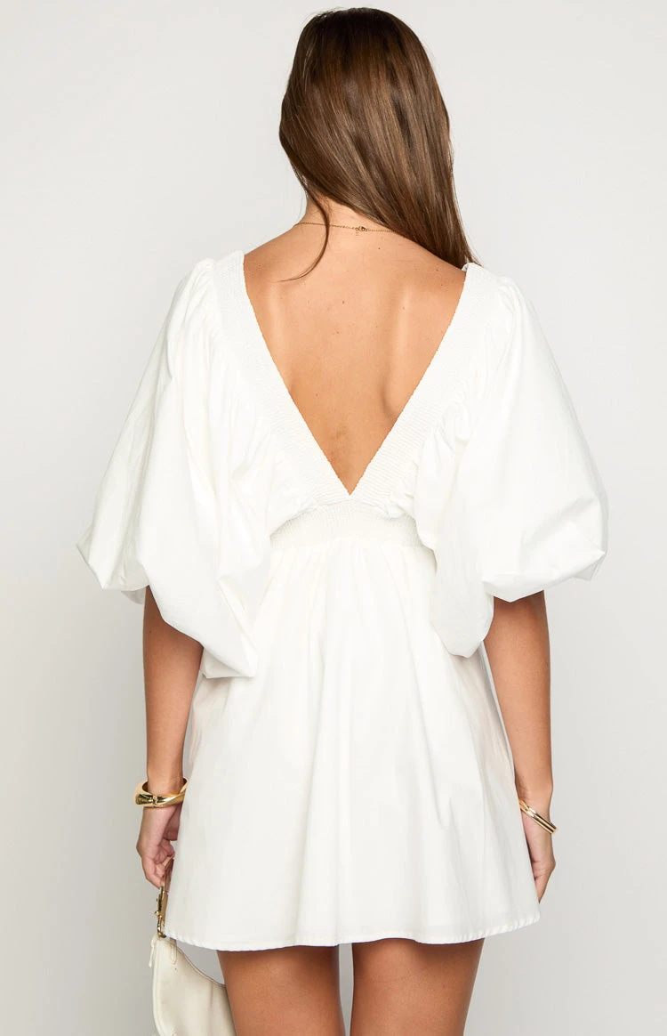 Torie White Short Sleeve Mini Dress - Image 5