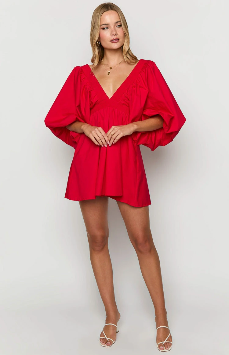 Torie Red Short Sleeve Mini Dress - Image 3