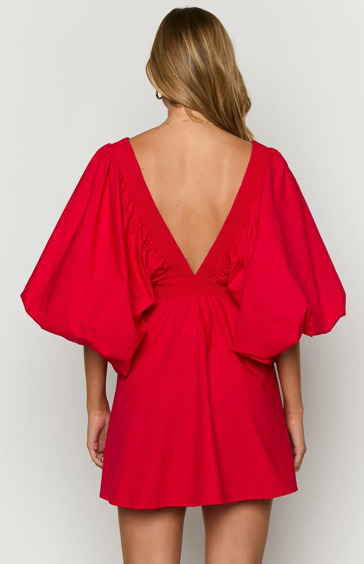 Torie Red Short Sleeve Mini Dress - Image 5