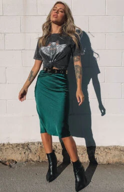 Beginning Boutique Trisha Midi Skirt Emerald