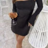 Vanette Black Long Sleeve Mini Dress