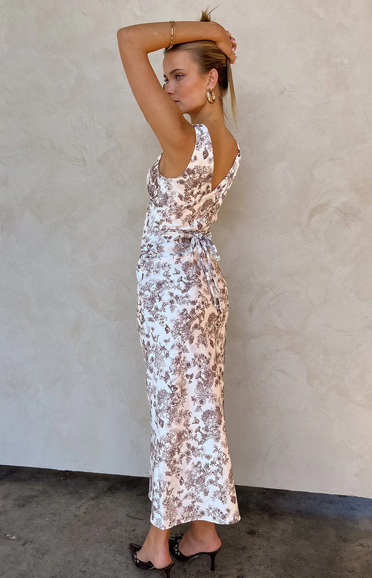 Verlaine Brown Garden Print Maxi Dress - Image 8