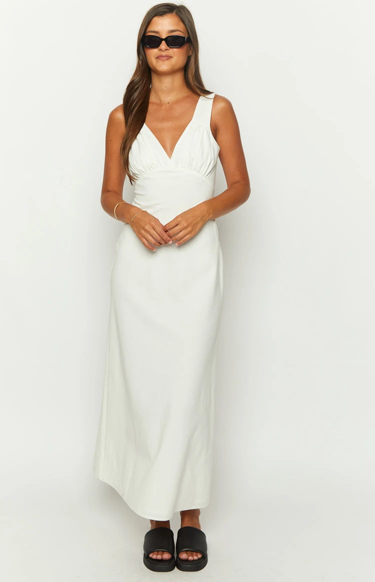 Beginning Boutique Verlaine White Linen Blend Maxi Dress - Image 3