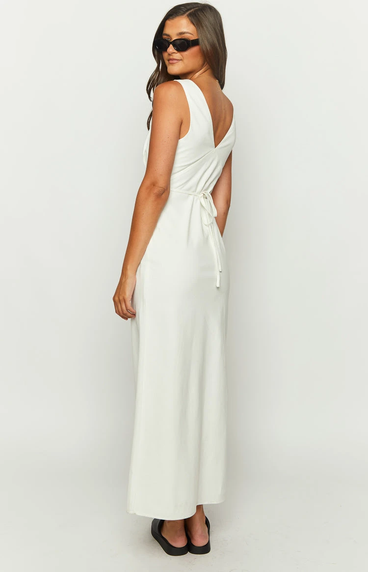 Beginning Boutique Verlaine White Linen Blend Maxi Dress - Image 5