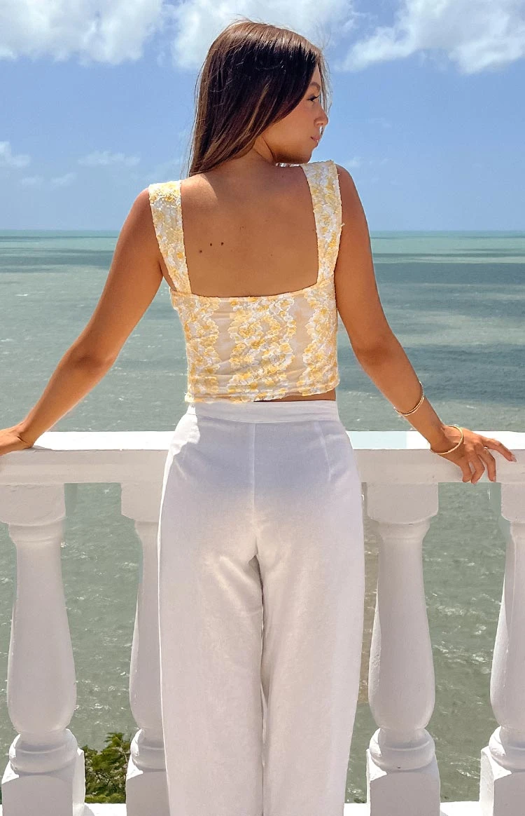 Vida Yellow Lace Bow Top - Image 9