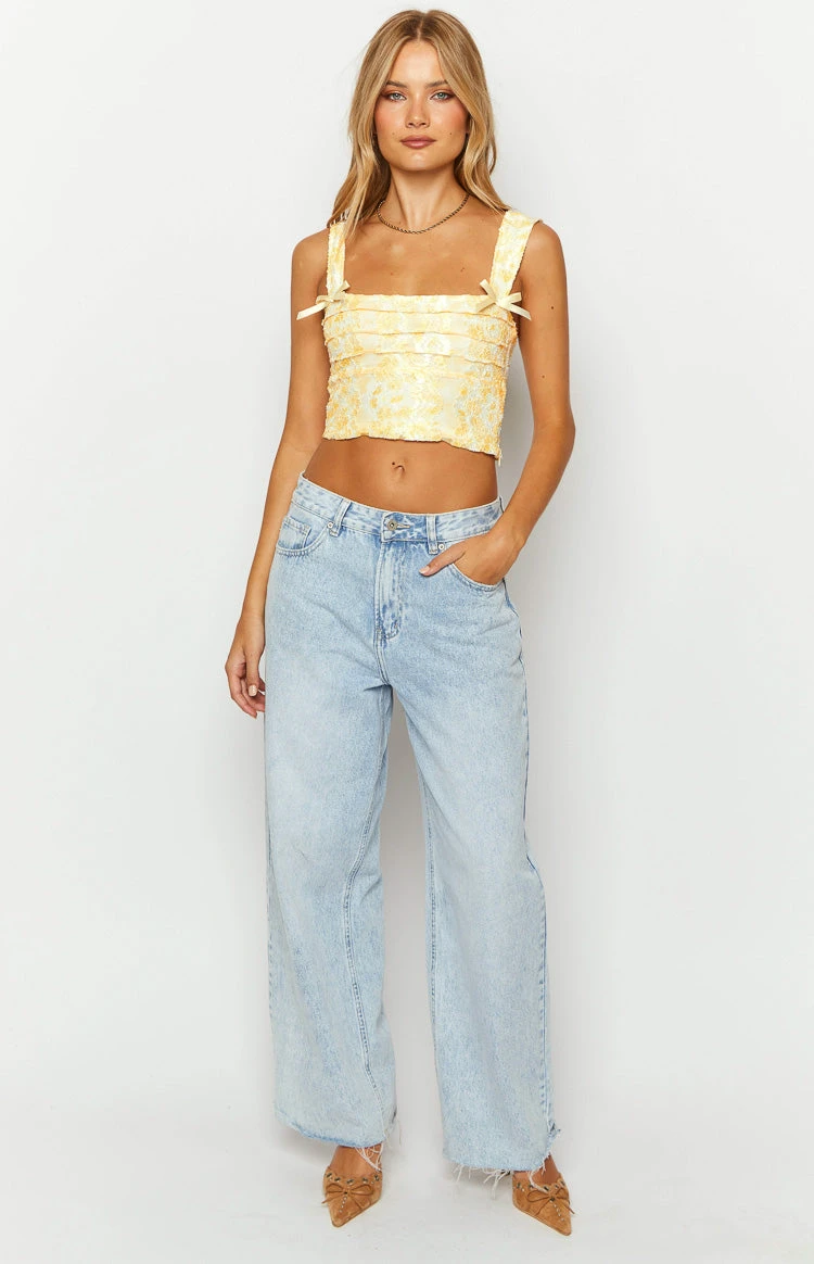 Vida Yellow Lace Bow Top - Image 3