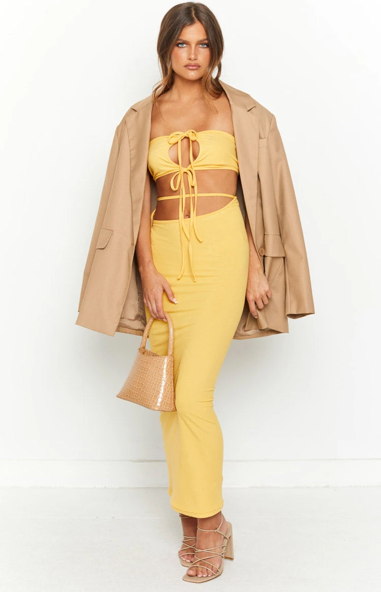 Whatever Your Mood Yellow Midi Dress - Image 8