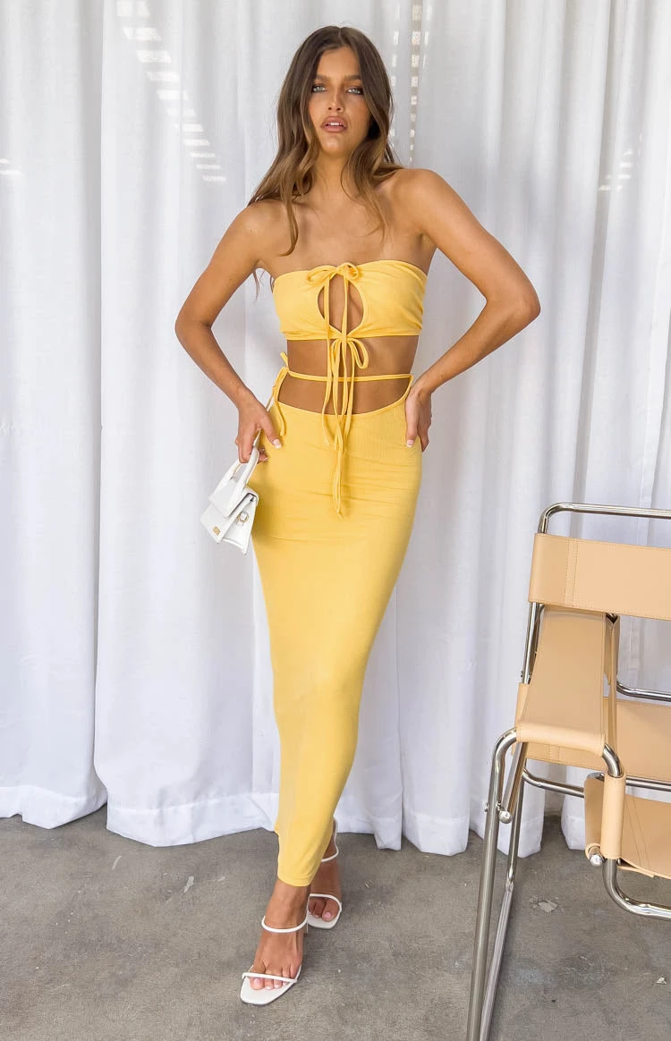 Whatever Your Mood Yellow Midi Dress - Image 6