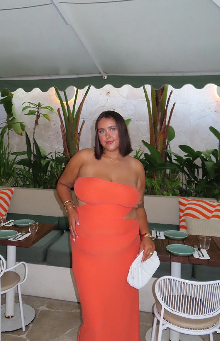 Xela Orange Strapless Maxi Dress - Image 10