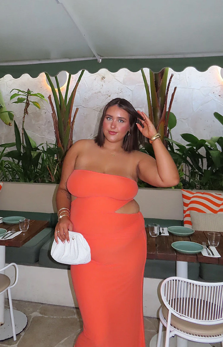 Xela Orange Strapless Maxi Dress - Image 11
