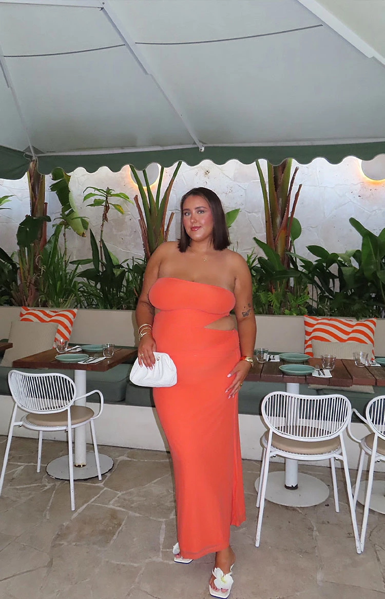 Xela Orange Strapless Maxi Dress - Image 12