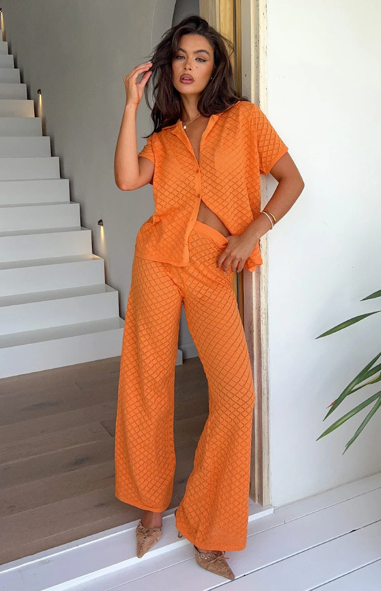 Zaida Orange Knit Pants - Image 6