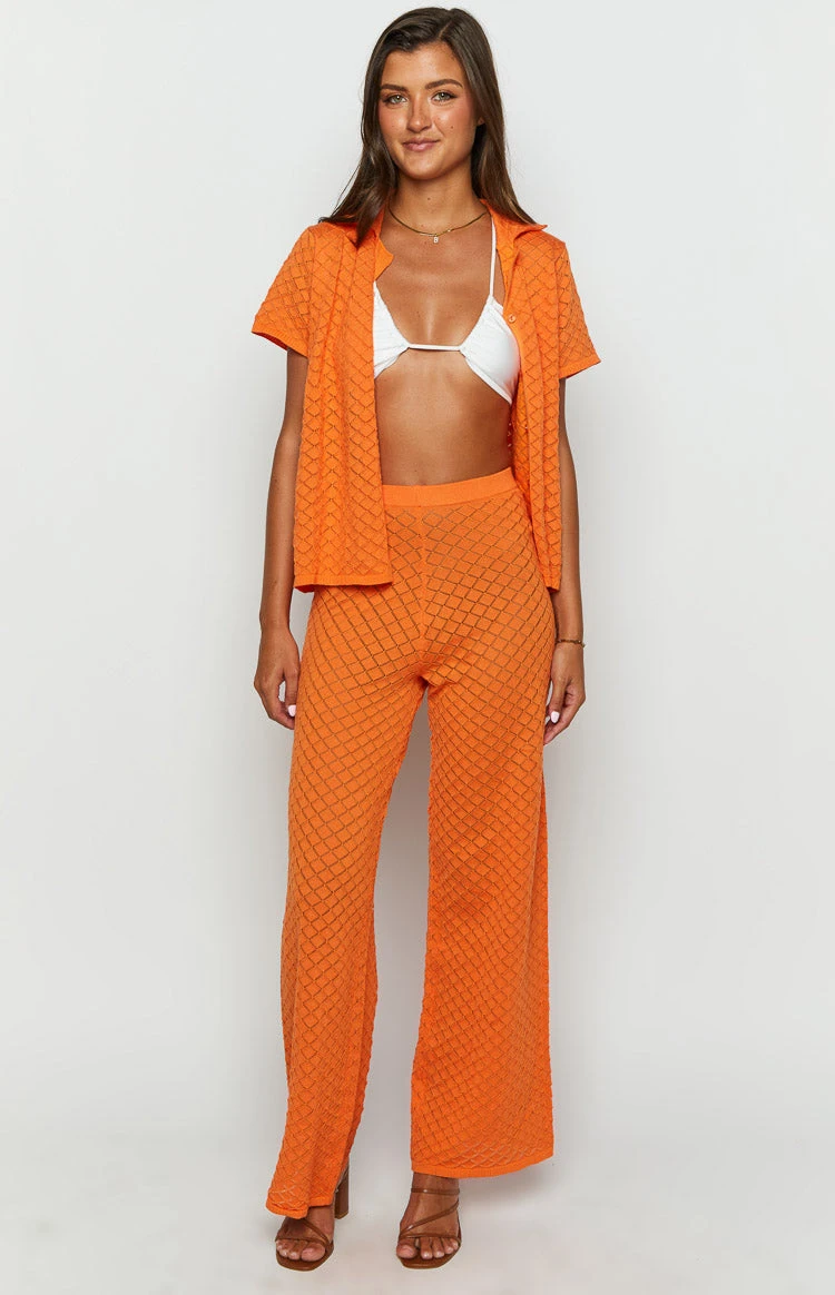 Zaida Orange Knit Pants - Image 3