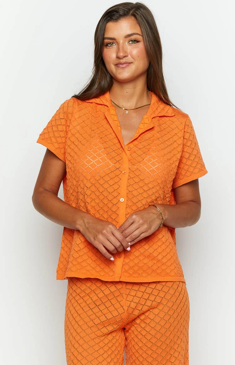 Zaida Orange Knit Top - Image 2