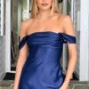 Zoella Navy Off The Shoulder Mini Dress