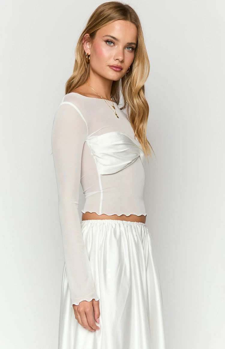 Alonza White Long Sleeve Top - Image 4