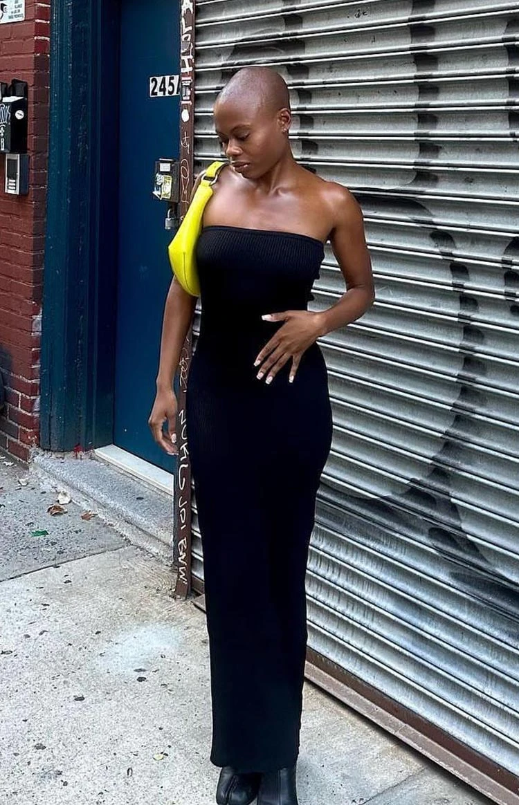 Ava Black Strapless Knit Maxi Dress - Image 6